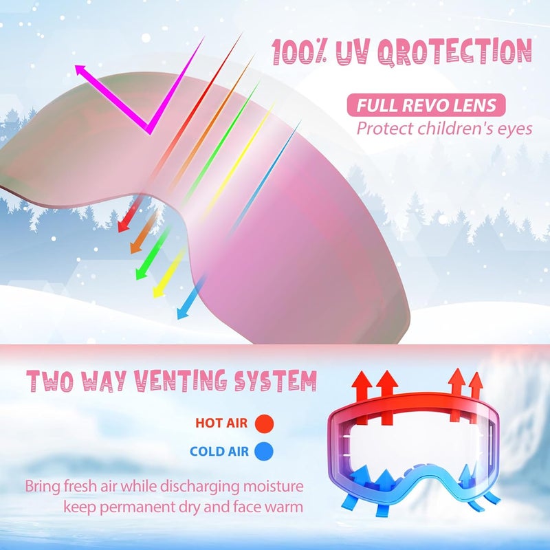 EXP VISION Ski/Snowboard Goggles Parent-child Snow Goggles Over Glasses for Men, Women Youth Kids - Image 2